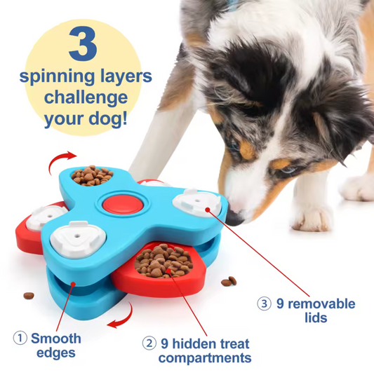 2-Layer Spinning Dog Puzzle Toy – IQ Training